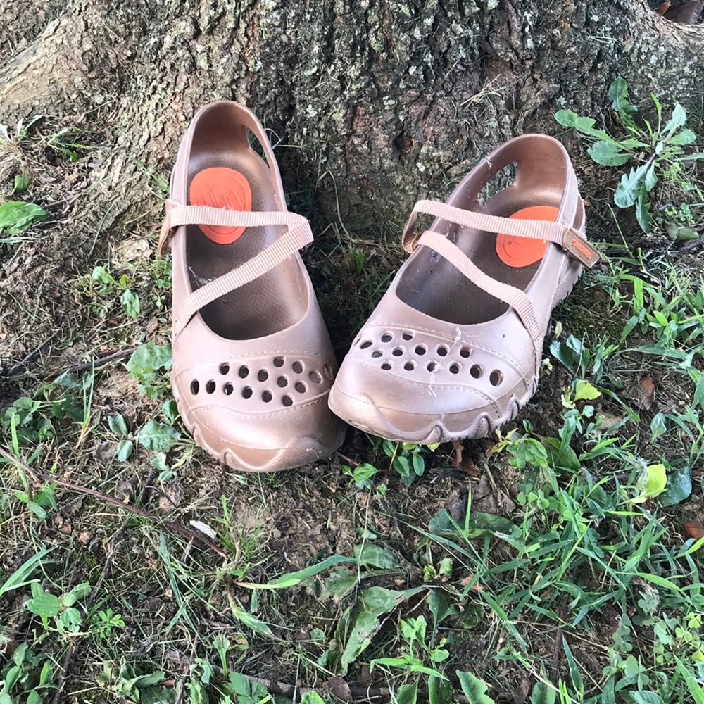 Brown Sketchers Mary Jane style shoes